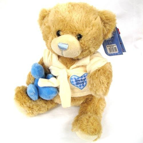 Baby Boy Blue Cuddles Bathtime Teddy Bear Gift 25cm - hanrattycraftsgifts.co.uk