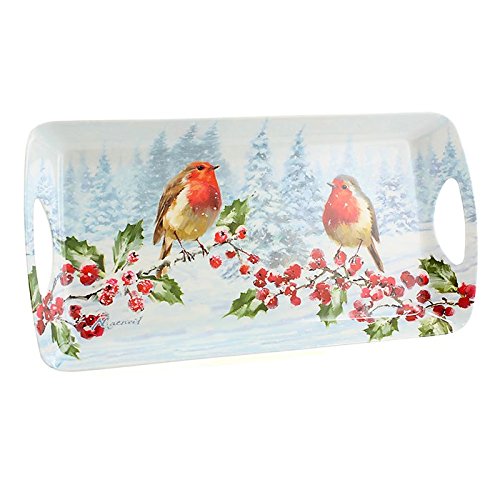 Christmas Robins Medium Tray - hanrattycraftsgifts.co.uk