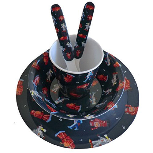 robbot melamine set(bowl,plate cup fork spoon) - hanrattycraftsgifts.co.uk
