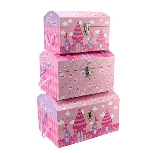Tri-Coastal Design Princess Castle Set 3 Nested Domed Trunks - hanrattycraftsgifts.co.uk