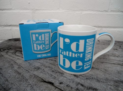 I'd Rather Be Drinking Tea - Blue Ceramic Mug (LP32981) - hanrattycraftsgifts.co.uk