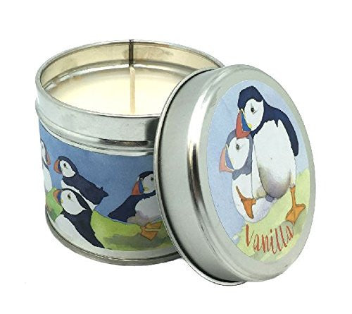 Emma Ball - Playful Puffin - Vanilla Scented Candle TIn - Festive - 35 Hour Burn Tin - hanrattycraftsgifts.co.uk