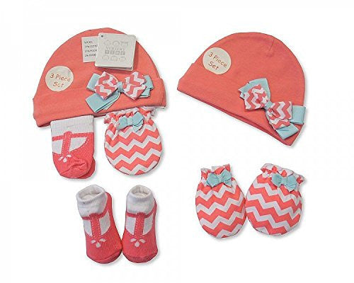 baby hat mit sock 3 piece set pink - hanrattycraftsgifts.co.uk