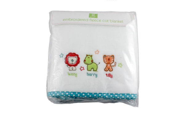 Fleece Cot Blanket White - 100 by 150cm - hanrattycraftsgifts.co.uk