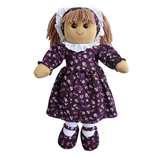 purple floral cordroy rag doll 40cm with hat - hanrattycraftsgifts.co.uk