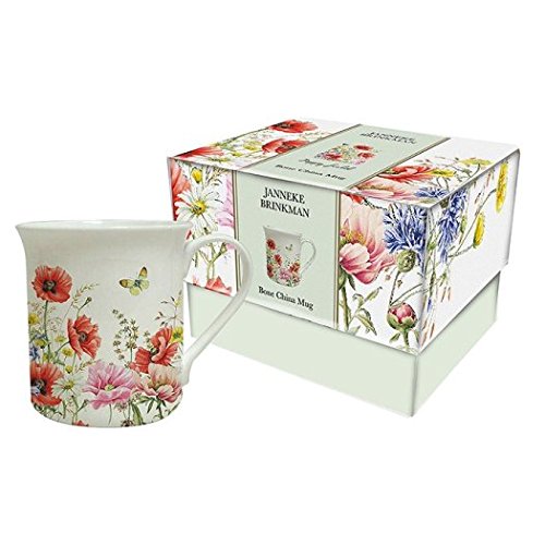 Twin Pack Of Bone China Poppy Mugs - hanrattycraftsgifts.co.uk