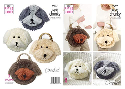 King Cole 9097 Crochet Pattern Cockerpoo Dog Handbag and Pyjama Case in Big Value Super Chunky - hanrattycraftsgifts.co.uk