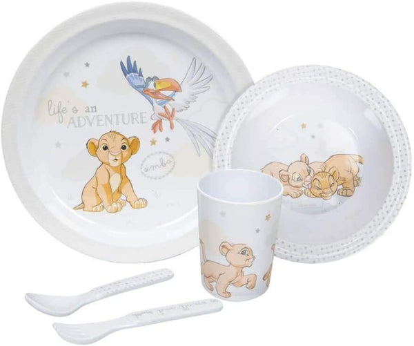 Disney Simba Lion King Dinner Gift Set 5 Piece Melamine Plate, Bowl Cutlery  Cup