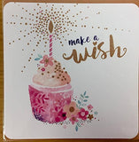 Hotchpotch Greetings Card - Rosé - Cupcake with Candle - Make a Wish - hanrattycraftsgifts.co.uk