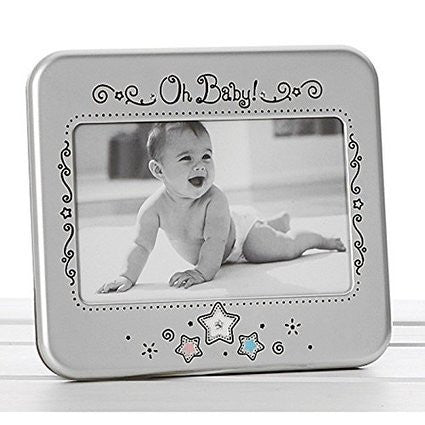 Pastel Star oh baby satin silver frame - hanrattycraftsgifts.co.uk