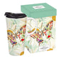 Turnowsky Mint Green Daisy Butterfly Ceramic Travel Mug with Handle