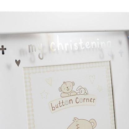 Button Corner MDF Photo Frame and Icon "My Christening" 4"x6" - hanrattycraftsgifts.co.uk