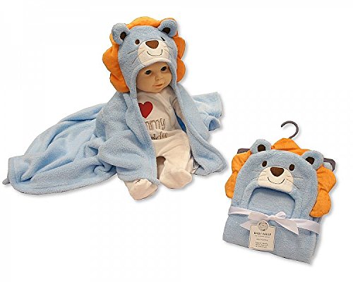 Snuggle Baby Fleece Lion Hooded Baby Wrap - Blue/orange - hanrattycraftsgifts.co.uk