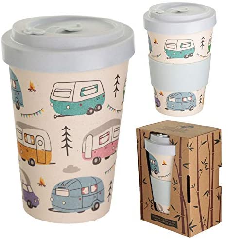 Puckator Wildwood Caravan Reusable Screw Top Bamboo Composite Travel Mug