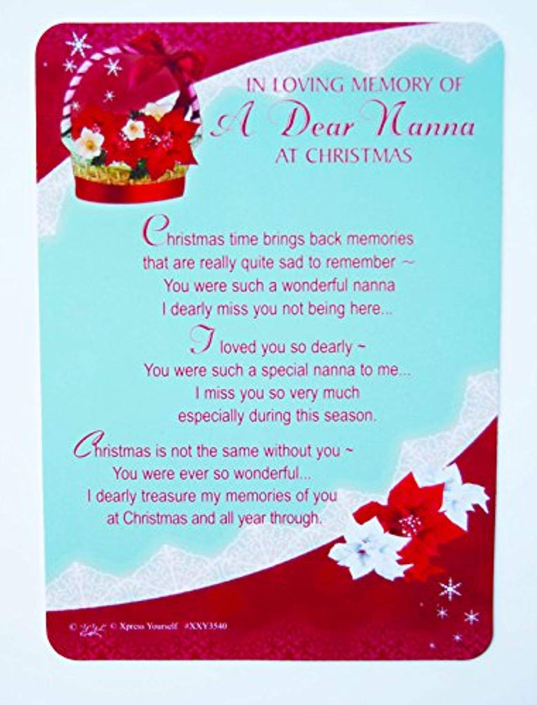 Christmas Graveside Memorial Card and Holder - In Loving Memory Of A Dear Nanna - hanrattycraftsgifts.co.uk