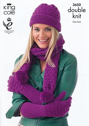 King Cole Ladies Hats, Gloves & Scarves Merino Knitting Pattern 3650 DK