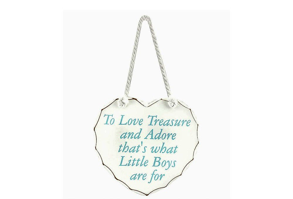 Heart Shaped Plaue "To Love Treasure and Adore that's what Little Boys are for' - hanrattycraftsgifts.co.uk