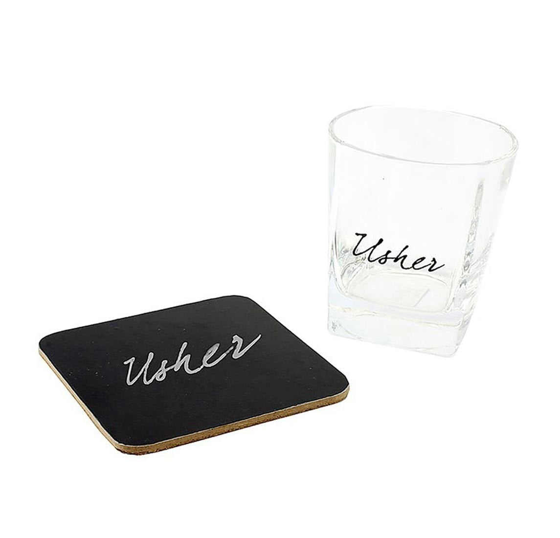 Whisky Glass Tumbler & Coaster Usher Gift Set The Leonardo Collection - hanrattycraftsgifts.co.uk