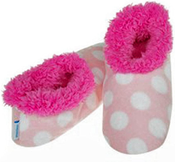 Snoozies Polka Dot Fleece Slippers: Pink: Size Small (3-4)