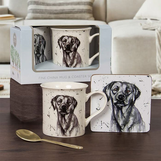 Man's Best Friend Mug Matching Coaster Black Labrador LP34096 Set Boxed