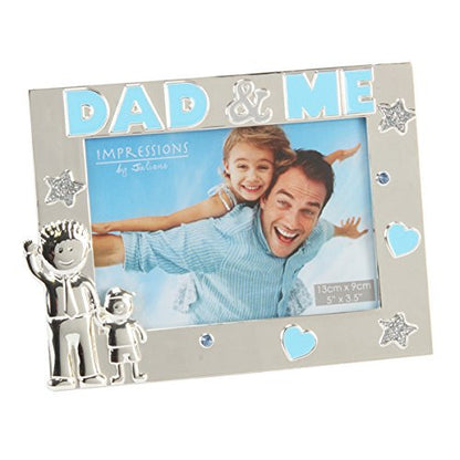 Silverplated & Embossed Frame Hearts & Stars - Dad & Me - hanrattycraftsgifts.co.uk