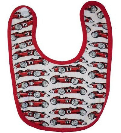 vintage racing car bib - hanrattycraftsgifts.co.uk