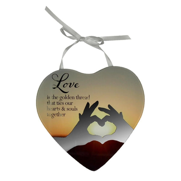 Love is a golden thread Reflections from the Heart Mirrored Hanging Plaque - hanrattycraftsgifts.co.uk