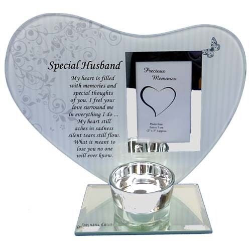 special husband heart plaque & t-light holder glass - hanrattycraftsgifts.co.uk