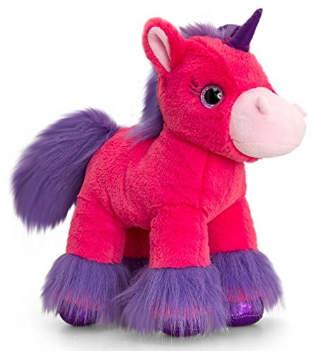 Keel Glitter Gems Unicorn with Applique Heart 18cm, Babies Soft Toys and Gifts (Deep Pink) - hanrattycraftsgifts.co.uk