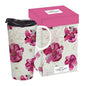 Turnowsky Pink Peony Travel Mug Ceramic with Handle