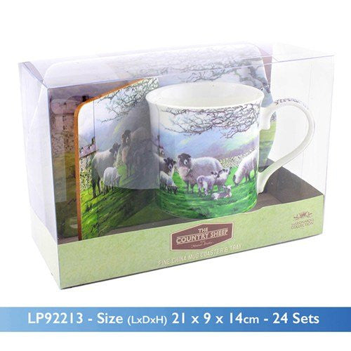 macneil the country sheep mug coaster tray set one - hanrattycraftsgifts.co.uk