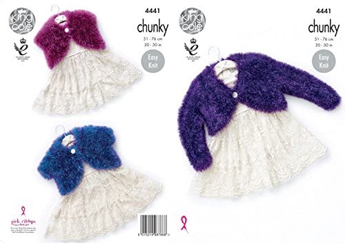 King Cole Girls Boleros Tinsel knitting pattern 4441 Chunky