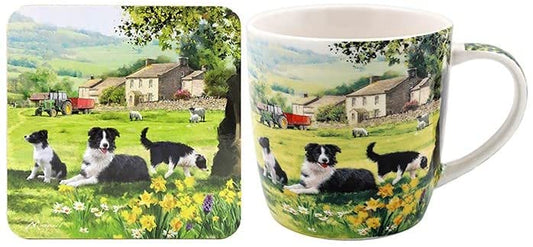 Collie & Sheep Mug and Coaster