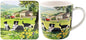 Collie & Sheep mug and coaster