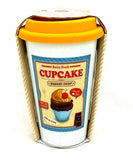 Retro Ceramic Cupcake Travel Mug in 3 Colours Blue Pink and Orange - hanrattycraftsgifts.co.uk
