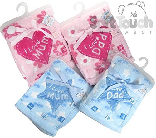 soft touch infants wrap one supplied pinkor blue love dad or love mum (please message choice) - hanrattycraftsgifts.co.uk