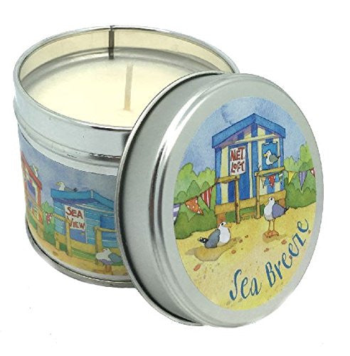 Emma Ball - Seaside Beach Huts - Sea Breeze Scented Candle TIn - Festive - 35 Hour Burn Tin - hanrattycraftsgifts.co.uk