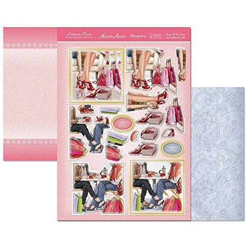 hunkydory adorable scorable sports & leisure time designer decoupage set coffee & cake & shop til you drop - hanrattycraftsgifts.co.uk