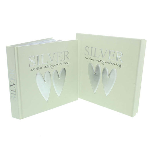 Beautiful Wendy Jones-Blackett Designer Silver Wedding Anniversary Photo Album & keepsake box - hanrattycraftsgifts.co.uk