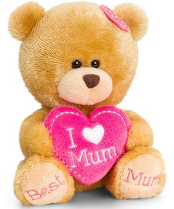 Keel Toys Pipp bear i love mum bear 14cm Beanie Cuddly Soft Toy Plush - hanrattycraftsgifts.co.uk
