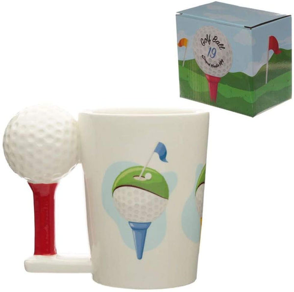 Ceramic Breakfast Mug Cup with Golf Ball and Tee Shaped Handle