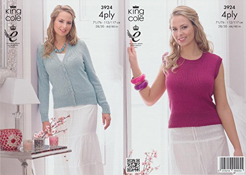 King Cole 4 Ply Pattern – 3924 Womens Stocking Stitch Cardigan and Top - hanrattycraftsgifts.co.uk