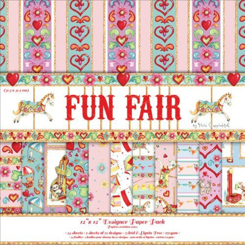 Premium Cardstock Fun Fair Helz Cuppleditch 12 x 12"Ó Scrapbook Paper Pack - hanrattycraftsgifts.co.uk
