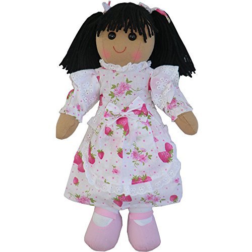 Rag Doll - Strawberry Dress - Handmade - Medium 19cms - Powell Craft - hanrattycraftsgifts.co.uk