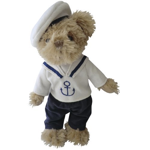 handmade sailor boy bear with hat medium with anchor on jumper - hanrattycraftsgifts.co.uk