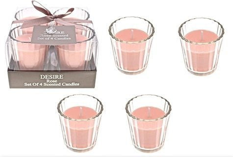 Desire Rose Set Of 4 Scented Candles - hanrattycraftsgifts.co.uk