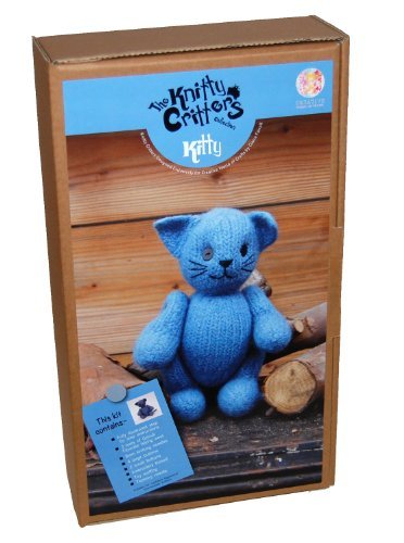 Knitty Critters Knit and Felt Toy Kit Kitty, Blue - hanrattycraftsgifts.co.uk