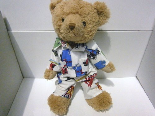 teddy bear with vintage transport pyjama 30cm - hanrattycraftsgifts.co.uk