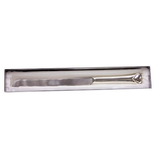 SILVER PLATED WEDDING KNIFE WITH HEART SHAPE HANDLE - hanrattycraftsgifts.co.uk