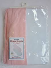 Mums Mate Fitted Moses Basket Sheets - 2pk (Pink/White) - hanrattycraftsgifts.co.uk